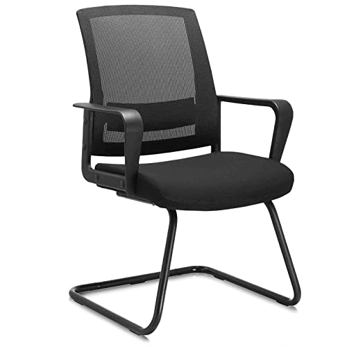 CLATINA Office Guest Chair with Lumbar Support and Mid Back Mesh Space Air Grid Series for Reception Conference Room - color: Black, size: 1PK