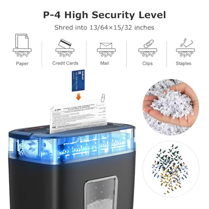 Bonsaii 6-Sheet Micro Cut Paper Shredder for Home, P-4 Security Level | Shreds Credit Cards, Mail, Staples & Paper Clips, 4.2-Gal Bin, Small Shredder for Home Office, C261-D - size: Microcut 6 Sheet