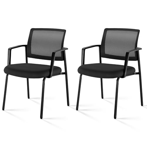 Sweetcrispy Mesh Office Guest Chairs 2 Pack, Waiting Room Chairs - color: Black, size: 2 Pack