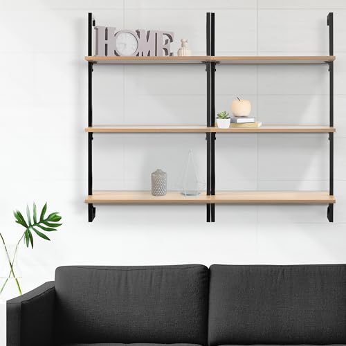 happimess Madera 3-Shelf Wall Mounted Bookcase 40.55", Light Oak/Black - color: Light Oak, size: 3-Tier 40.55"