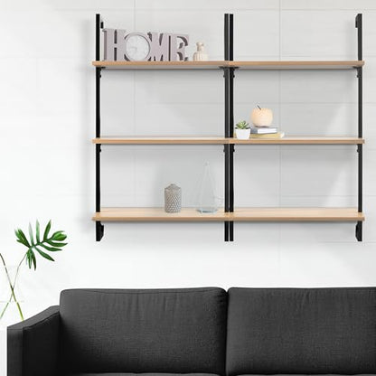 happimess Madera 3-Shelf Wall Mounted Bookcase 40.55", Light Oak/Black - color: Light Oak, size: 3-Tier 40.55"