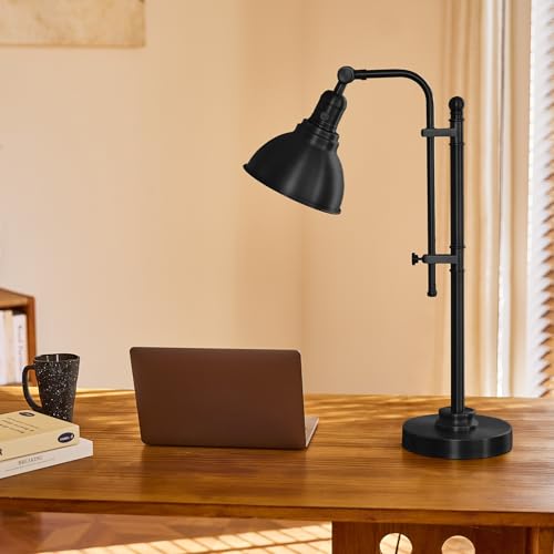 VONLUCE Rustic Desk Lamp, Adjustable Industrial Table Lamp for Home Office - color: Black