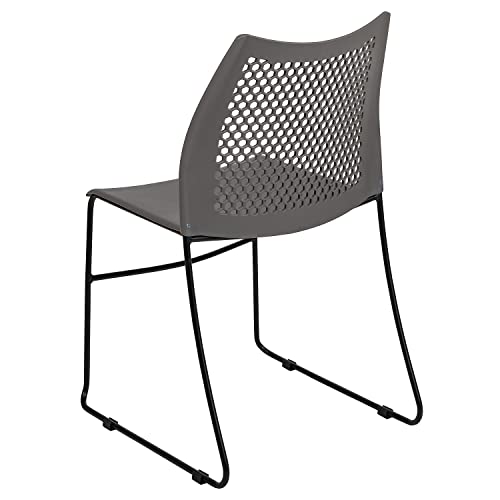Flash Furniture Hercules Stack Chair with Air-Vent Back, Gray | Sled Base, Powder Coated, 661 LBS. Weight Capacity - color: Grey, size: Set of 1