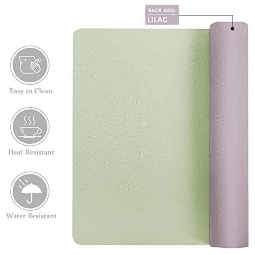 Aothia Double-Sided PU Leather Desk Pad - Non-Slip Large Mouse Pad & Desk Mat for Office, Home - Waterproof, Easy to Clean, Durable Dual-Sided Surface (23.6"x13.7", Matcha Green) - color: Matcha, size: 23.6" x 13.7"