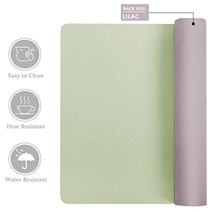 Aothia Double-Sided PU Leather Desk Pad - Non-Slip Large Mouse Pad & Desk Mat for Office, Home - Waterproof, Easy to Clean, Durable Dual-Sided Surface (23.6"x13.7", Matcha Green) - color: Matcha, size: 23.6" x 13.7"
