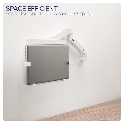 VIVO Height Adjustable Pneumatic Extended Arm Laptop Wall Mount, Full Motion Articulating Notebook Tray, Fits 10 to 15.6 inch Screen, White, MOUNT-V001GLW - color: White