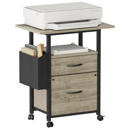 GYIIYUO 2 Drawer File Cabinet 24''W, Mobile Filing Cabinet, Printer Stand - color: Oak Grey