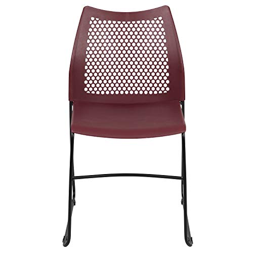 EMMA + OLIVER Home and Office Burgundy Sled Base Stack Chair with Air - color: Burgundy
