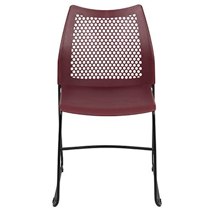EMMA + OLIVER Home and Office Burgundy Sled Base Stack Chair with Air - color: Burgundy