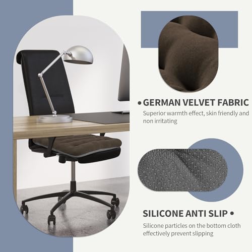 BUYUE Good Support Office Chair Cushion Padded, Soft Velvet Comfortable Non-Slip Seat Cushion for Computer Desk Kitchen Chair (1 Count, Brown) - color: Brown