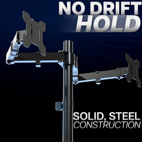 VIVO Dual Monitor Desk Mount, Heavy Duty Fully Adjustable Stand, Fits 2 LCD LED Screens up to 32 inches and 22 lbs Each, Black, STAND-V032 - color: Black, size: 13" - 32"