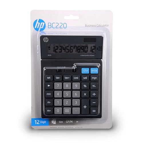 HP - Large Desktop Business Calculator, 12-Digit Solar Powered Desktop Calculator - size: Large