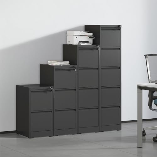 Metal File Cabinet with Drawer Heavy Duty Locking File Cabinets | Home Office Steel Filing Cabinet Vertical File Cabinets for Legal/Letter Size File,Assembly Required - color: Black, size: 64.2"H-5 drawers
