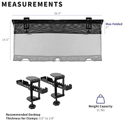 VIVO No Drill Clamp-on 36 inch Mesh Net Under Desk Cable Management Wire Organizer, Adjustable Home Office Standing Desk Cord Storage Sleeve, Black, DESK-AC36MH (Pack of 10) - size: 36" (Pack of 10)