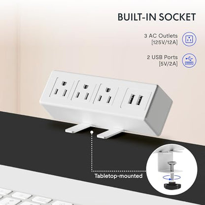 FLEXISPOT EN2 55"x28" Whole-Piece Standing Desk with Power Strip | Whole-Piece Desktop, Easy-Access Clamp Power Strip, Organized Cable Management, Modern Home Office Setup, Gray Wood Grain - color: Gray Wood Grain + White Frame, size: 55x28"