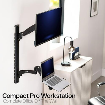 VIVO Sit-Stand Wall Mount Counterbalance Height Adjustable Monitor and Laptop Workstation for Screens up to 27 inches, STAND-SIT1L