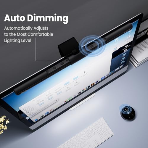 Quntis Computer Monitor Lamp, Screen Monitor Light Bar for Eye Caring, USB Reading LED Task Lamp with Auto-Dimming, Dimmable Light Bar, Touch Control, No Glare Space Saving Home Office Desk Lamps - style: ScreenLinear Pro ‎Gray
