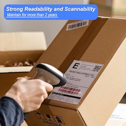 4x6 Thermal Labels, OausTect 100 FanFold Shipping Labels, White Perforated Printer Labels Stickers Compatible with Zebra, Rollo, Thermal Printer, Permanent Strong Adhesive, Business Grade - size: 100 Labels