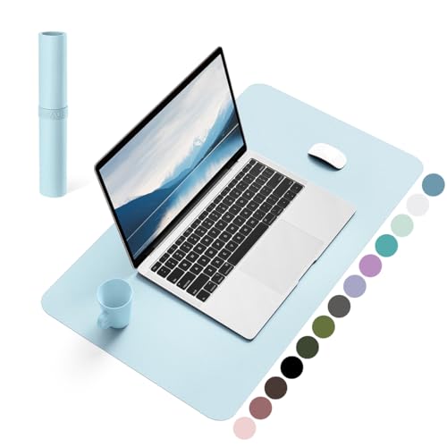YSAGi Non-Slip Leather Desk Pad, Waterproof Laptop Computer Desk Keyboard Mat, Table Protector Blotter Mat, Large Mouse Pad for Office/Work/Home/Decor(Sky Blue, 23.6" x 13.7") - color: Sky Blue, size: 23.6" x 13.7"