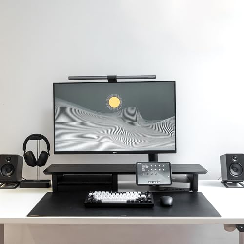 Raico Desk Cockpit Shelf Monitor Stand System Dual Screen Setup Wood Large Desk Accessory Organizer Unit (Black Wood, Medium v2 | 36 Inches) - color: Black Wood, size: Medium v2 | 36 Inches
