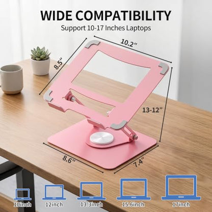 ALASHI 360° Rotating Laptop Stand, Multi-Angle, 10-17", Pink - color: C-Pink