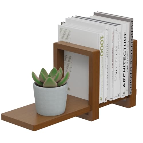 100% Solid Wood Adjustable Desktop Bookshelf, Retro Tabletop Bookshelf, Desk Shelf for Living Room, Home, Office, Perfect for Magazine, Books, Cookbooks, No Tools Required to Assemble (Walnut Brown) - color: Walnut Brown