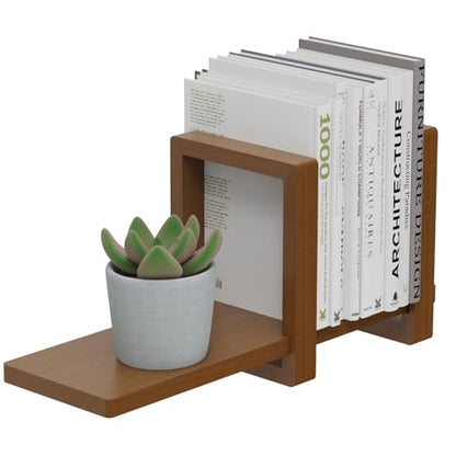 100% Solid Wood Adjustable Desktop Bookshelf, Retro Tabletop Bookshelf, Desk Shelf for Living Room, Home, Office, Perfect for Magazine, Books, Cookbooks, No Tools Required to Assemble (Walnut Brown) - color: Walnut Brown