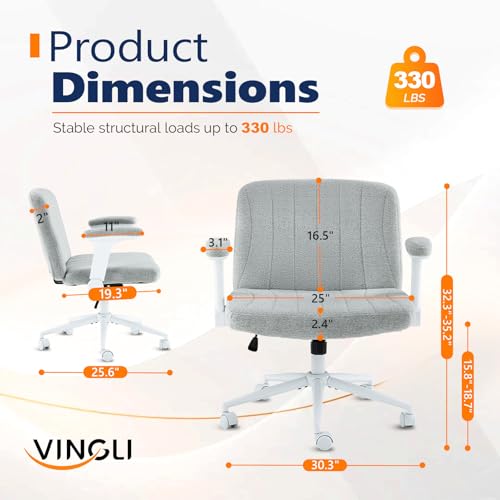VINGLI Criss Cross Chair with Adjustable Flip-Up Arms,Cross Legged Chair with Wheels, Extra Wide Office Chair,Cozy Desk Chair for Home Office, Vanity, Apartment,Chenille Velvet,Light Blue-Green - color: Light Blue-green