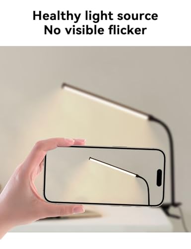 2 Pack LED Desk Lamp with Clamp,Eye-Friendly Clip on Lights for Home Office Study Reading,3 Modes 10 Brightness,Long Flexible Goose-Neck,Swing Arm Architect Task Table Lamps USB Usage - color: Black, size: 11inch/2 pack