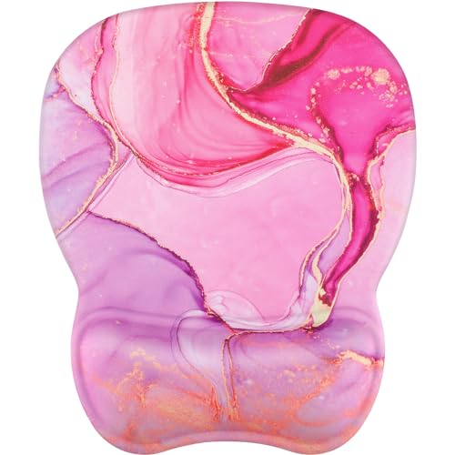 MROCO Ergonomic Mouse Pad with Gel Wrist Rest, 9.4 x 8.1 in, Pink Marble - color: Pink Marble