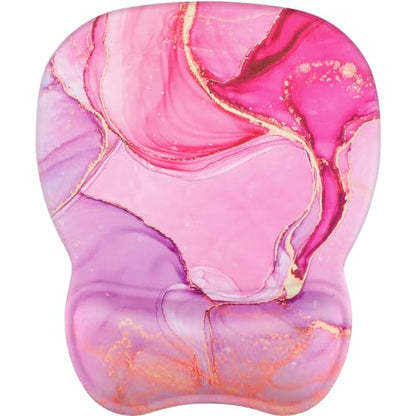 MROCO Ergonomic Mouse Pad with Gel Wrist Rest, 9.4 x 8.1 in, Pink Marble - color: Pink Marble