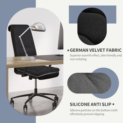 BUYUE Good Support Office Chair Cushion Padded, Soft Velvet Comfortable Non-Slip Seat Cushion for Computer Desk Kitchen Chair (1 Count, Black) - color: Black