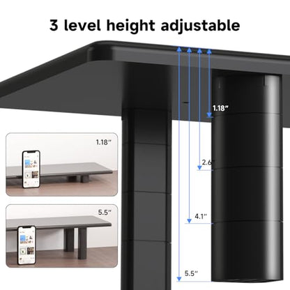 suptek Dual Monitor Stand Riser, 32.28" Large Stands for 2 Monitors | Wooden Desktop Organizer Shelf for Office Desk Computer, TV, Laptop