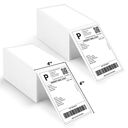 4" x 6" Fanfold Thermal Labels, 2 Stacks, 1000 Labels, Perforated - size: Stack-1000 Labels