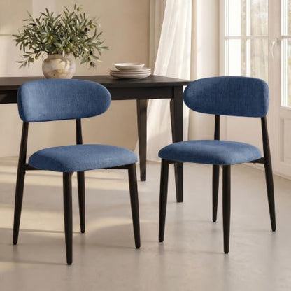 UVV Dining Chairs Set of 4, Metal Kitchen Chairs with Modern Fabric Upholstered for Dining Room, Navy Blue - color: Navy-black, size: Set of 4