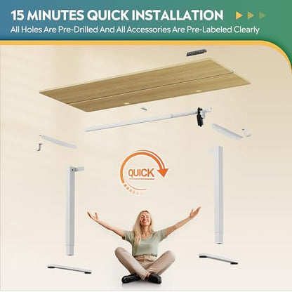 DEVAISE 63 Inch Standing Desk with Split Top, Computer Desk, Maple - color: Maple, size: 63 Inch