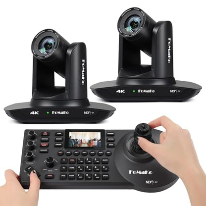 FoMaKo 4K 20X PTZ Camera HDMI with NDI and AI Auto-Tracking PTZ Camera,for Church Worship Education Conference Events,NDI 6 & NDI HX3 Certified(K20UHx2+KC608 Pro) BK20UH2 - color: Glossy Black