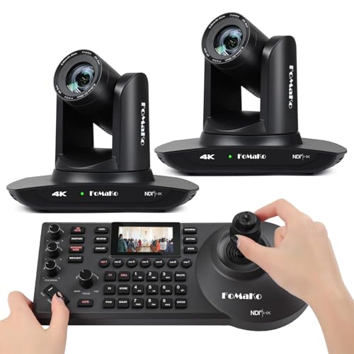 FoMaKo 4K 20X PTZ Camera HDMI with NDI and AI Auto-Tracking PTZ Camera,for Church Worship Education Conference Events,NDI 6 & NDI HX3 Certified(K20UHx2+KC608 Pro) BK20UH2 - color: Glossy Black