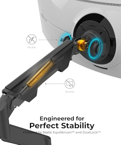 Modernsolid Heavy Duty Monitor Arm for 34-49 Inch Ultrawide Curved Screens | 14-38 lb Capacity,Gas Spring Full Motion,Cable Management,VESA 75x75/100x100,Red Dot Award,Black - color: Black