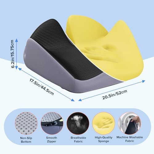 X-Large Coccyx Seat Cushion, U-Shaped Memory Foam for Office Chair | High-Density Memory Foam Helps Reduce Tailbone Pressure; Washable Mesh Cover, Anti-Slip Base for Office Chairs, Cars & Travel - size: 20.2*17.3*6.2