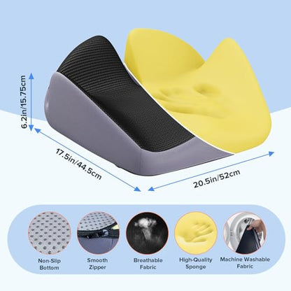 X-Large Coccyx Seat Cushion, U-Shaped Memory Foam for Office Chair | High-Density Memory Foam Helps Reduce Tailbone Pressure; Washable Mesh Cover, Anti-Slip Base for Office Chairs, Cars & Travel - size: 20.2*17.3*6.2