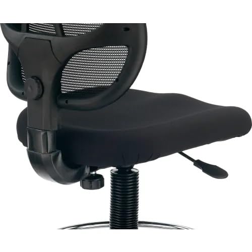Adjustable Drafting Stool with Mesh Back – Ergonomic Office Drafting Chair with Footrest, Armrests & Height Adjustment (Black) - color: Black