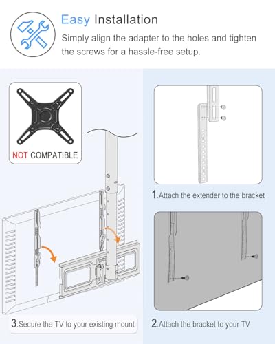 IFCASE Steel VESA Extension Brackets for TV Ceiling/Wall Mounts, Adjustable Heavy Duty Vertical VESA Extender Replacement Bracket (Black) - color: Black (TV)