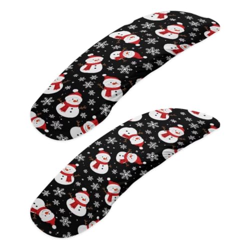 2 Pcs Office Chair Armrest Covers, Snowman Snowflake Print Removable Stretchable Office Chair Arm Covers, Soft Comfort Office Chair Arm Rest Covers, Christmas Home Decorations - color: Black and White - Snowman Snowflake