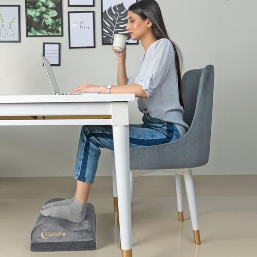 Ergonomic Foot Rest Under Desk - Non-Slip, Adjustable, Washable Covers for Pain Relief - Office, Home & Travel (Grey) - color: Grey