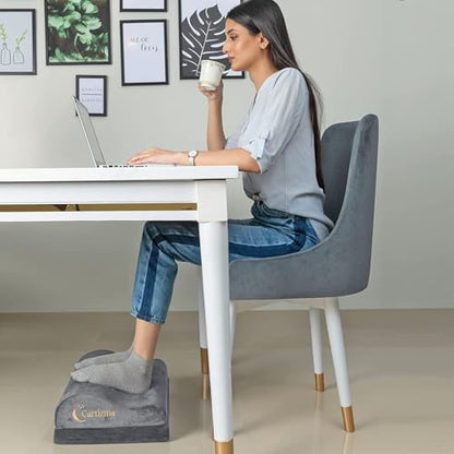 Ergonomic Foot Rest Under Desk - Non-Slip, Adjustable, Washable Covers for Pain Relief - Office, Home & Travel (Grey) - color: Grey
