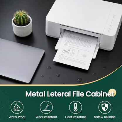 3 Drawer Lateral File Cabinet, Metal Filing Cabinet for Home Office, Black | Heavy-Duty Steel Locking Large File Cabinet, Hanging Letter/Legal/A4 Size, Full-Extension Silent Drawer, Un-Assembly - color: Black, size: 3 Drawers (35.43 in Width)