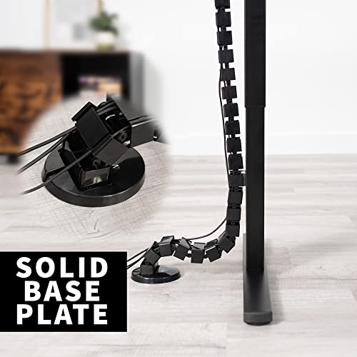 VIVO Standing Desk Vertebrae Magnetic Cable Management Kit, Adjustable Quad Entry Flexible Spine Wire Organizer Cord Snake for Home Office, Black, DESK-AC01M