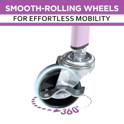 AGTEK 3 Tier Utility Rolling Cart with Lockable Wheels, Metal Multifunctional Storage, Organizer Cart for Kitchen, Office, Living Room, Makeup, Craft, Art Studio, Purple - color: Purple