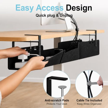 No-Drill Under Standing Desk Cable Management,31.5" L,Black - color: Black, size: 31.5"